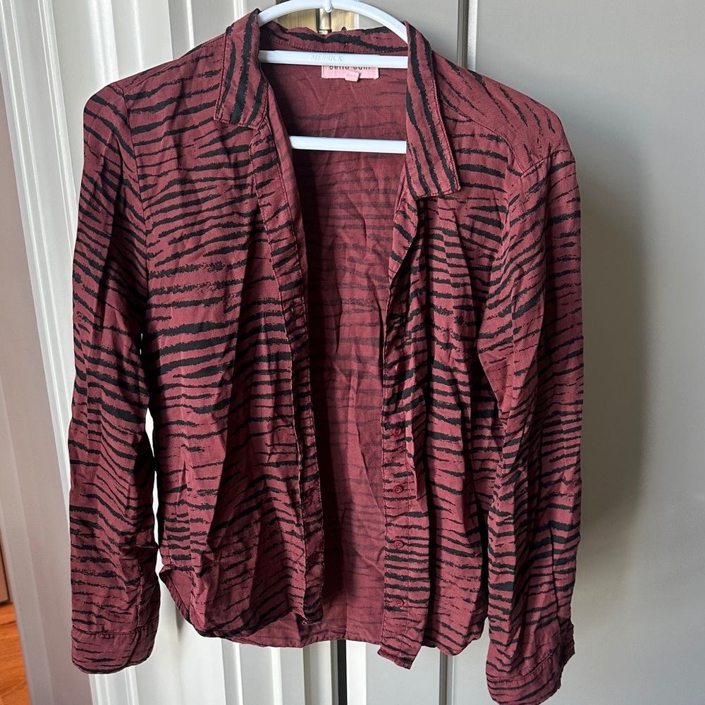 Love Tree Burgundy and Black Striped Blazer